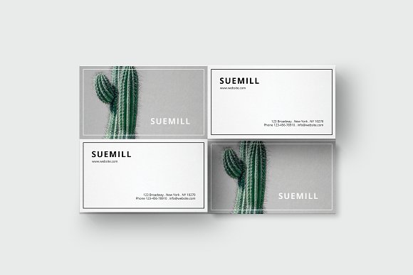 Business card template with cactus