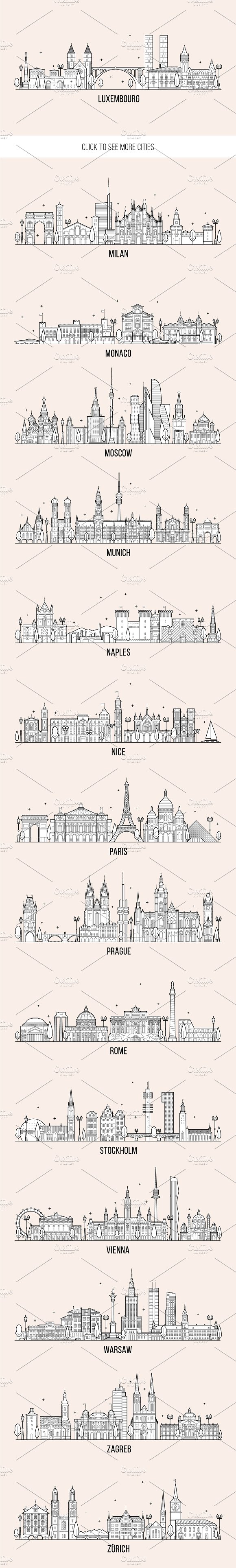 Collection of 30 European cities
