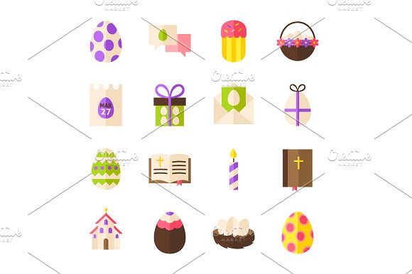 Happy Easter Vector Isolated Objects