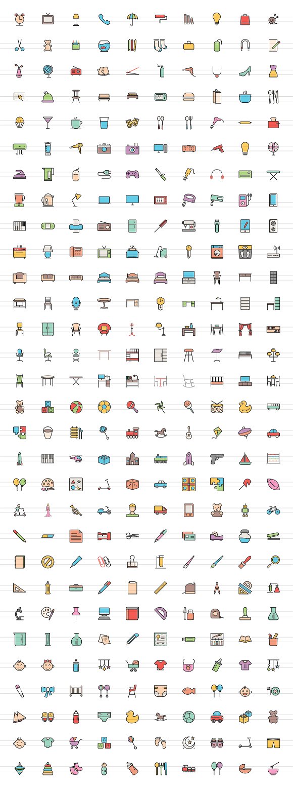 300 Objects Filled Line Icons
