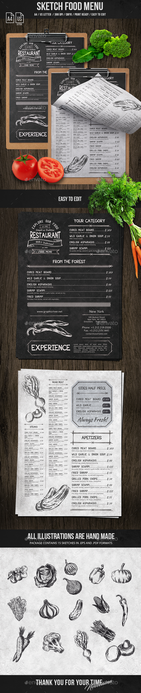  Sketch A4 and US Letter Single Page Menu 