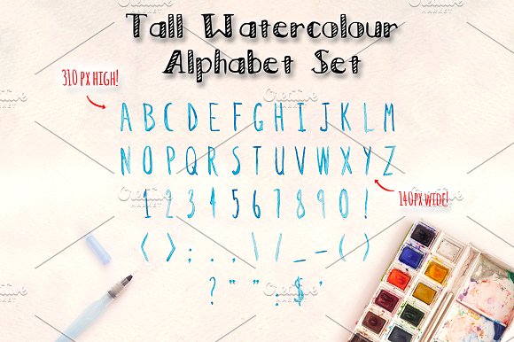 2 Watercolor Alphabet Brush Sets