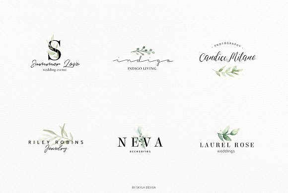 Premade Logos watercolor greenery