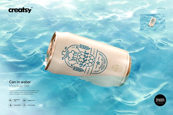 Can in Water Mockup Set