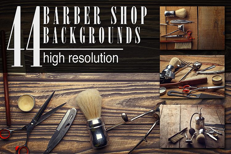 Barber shop wooden backgrounds JPG set