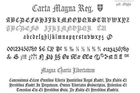 Carta Magna, gothic fonts