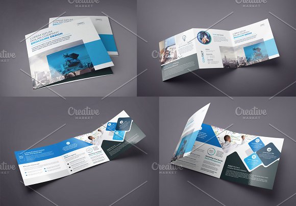 Blue Square Tri-Fold Brochure