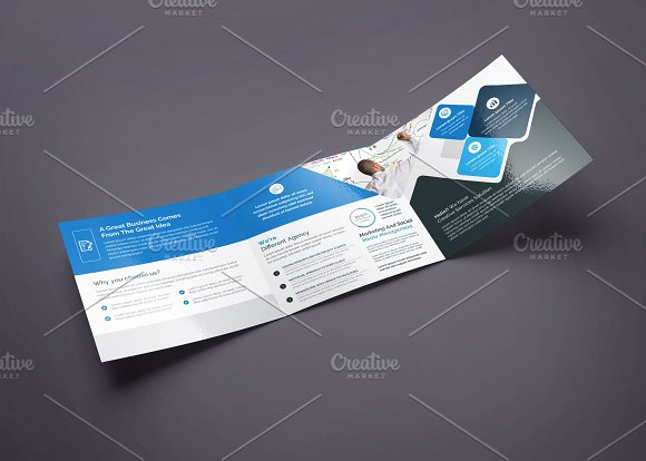 Blue Square Tri-Fold Brochure