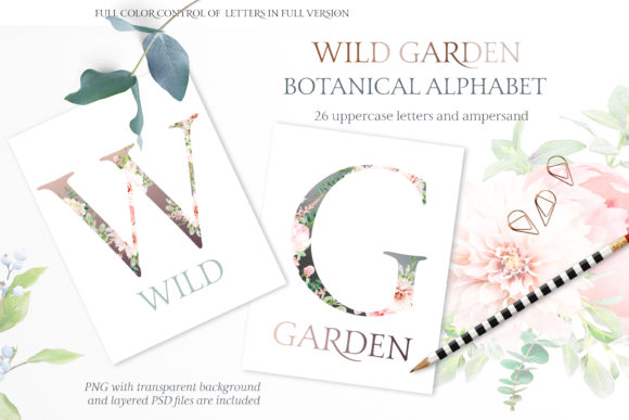 Wild Garden Botanical Alphabet Watercolor