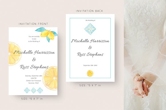 Lemon Wedding Invitation Suite