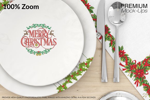 Christmas Plates &Tablecloth Set