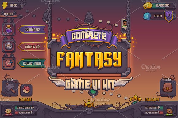 Complete Fantasy Game UI Kit