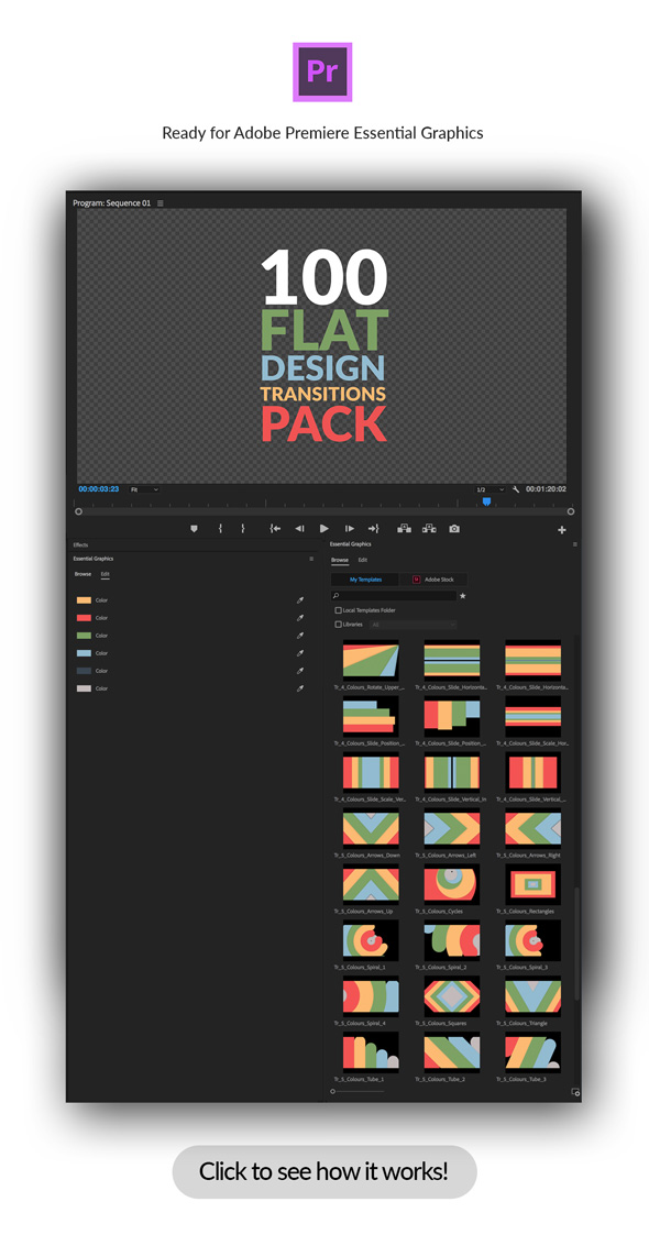  Flat Design Transitions Pack | Mogrt 