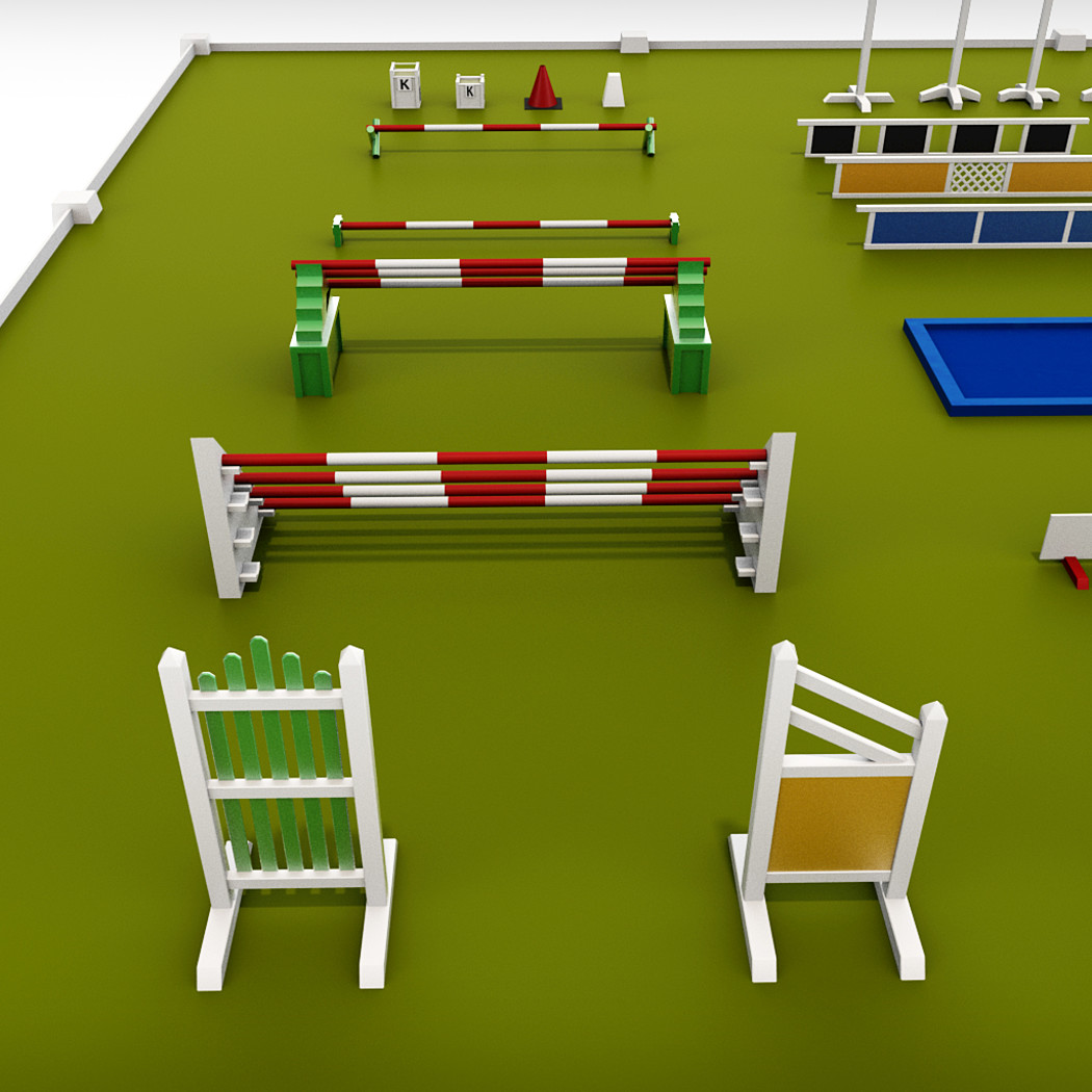 Horse jumping obstacle small pack low poly