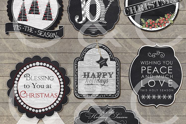20 Chalkboard Holiday Tags Elements Wordart Clipart