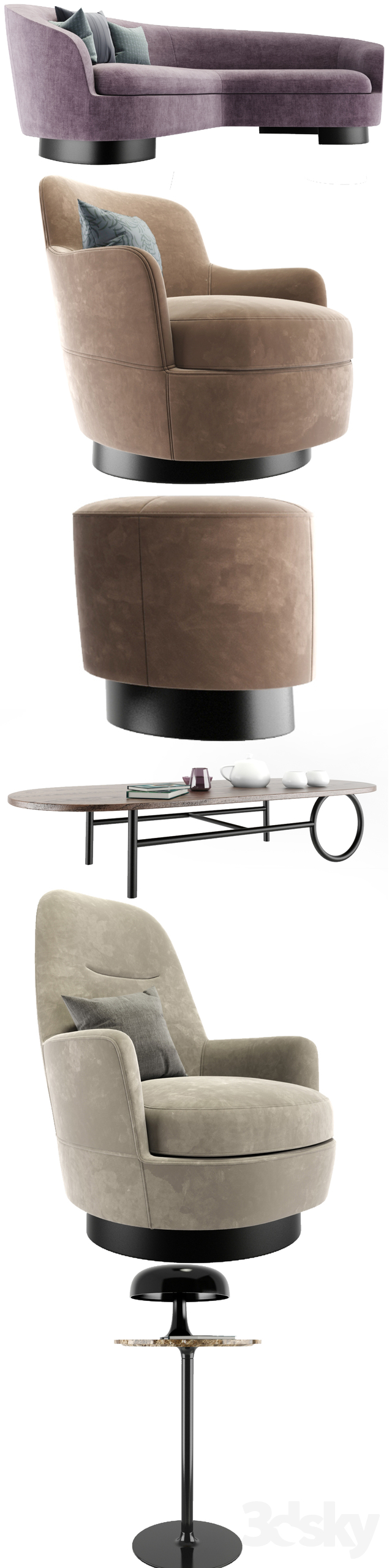 Minotti Sofa And Arm Chair Set