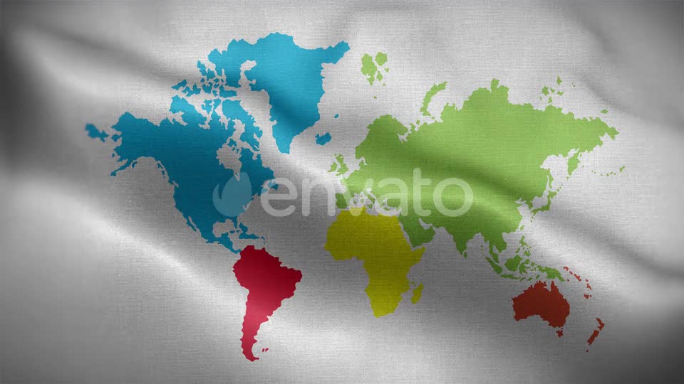  World Map White Color 01 Flag Loop Background 4K 