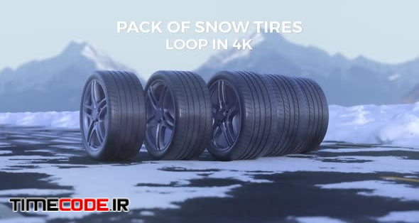  Car Tires Drive On A Snowy Road 