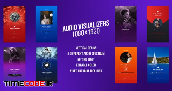  Social Media Audio Visualizers, Vertical Design 