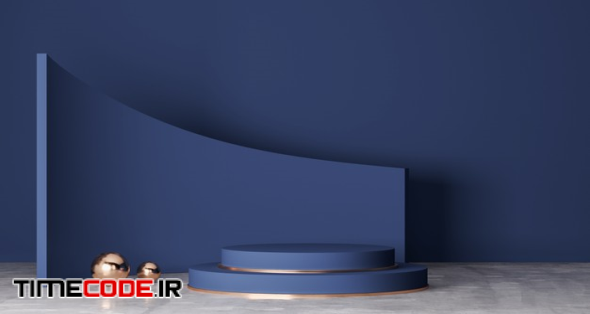 Navy Blue Podium In Minimal Background, Showcase Product 