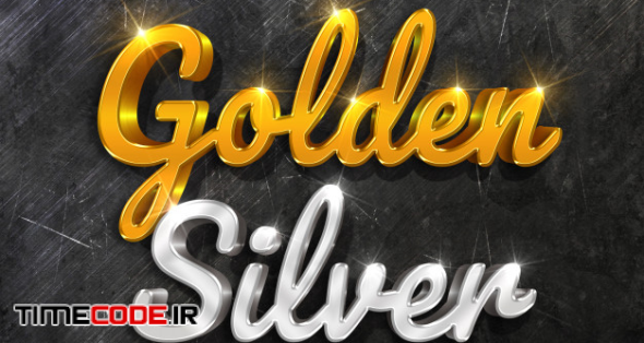 3d Mockup Gold And Silver Text Style 