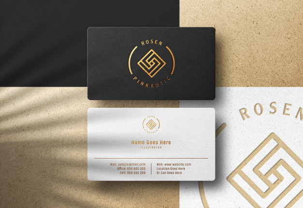 Logo Mockup On Business Card With Pressed Gold Print Effect 