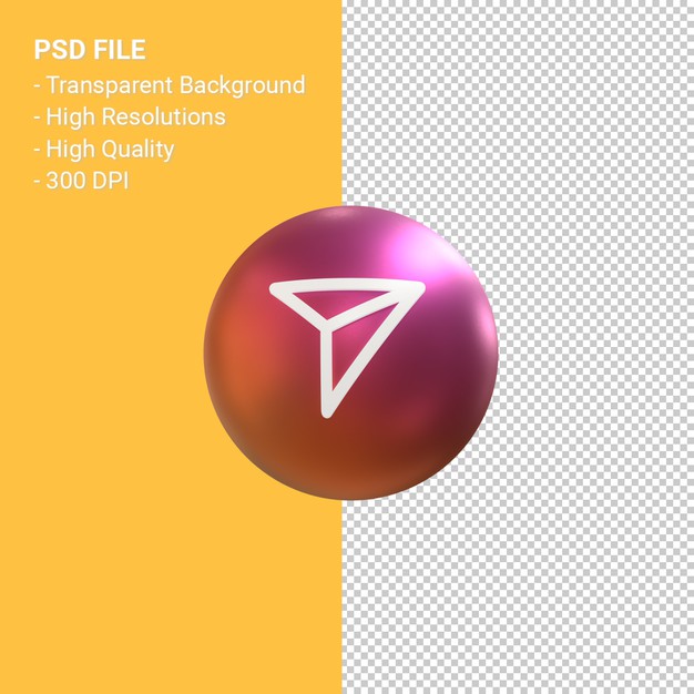 Send Icon For Instagram 3d Balloon Symbol Rendering Isolated 