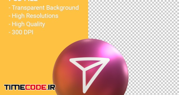 Send Icon For Instagram 3d Balloon Symbol Rendering Isolated 