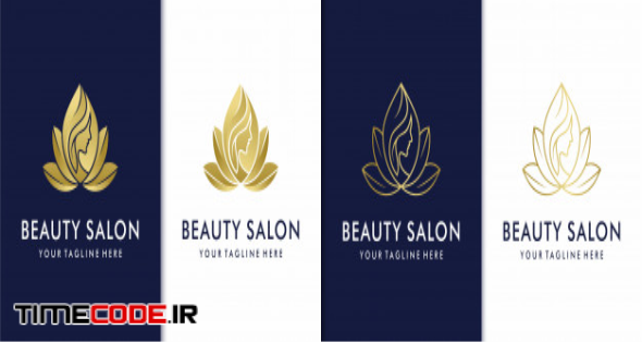 Creative Golden Beauty Salon Spa Logo Set 