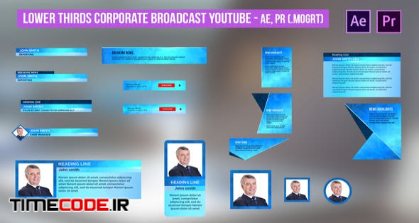  Lower Thirds Corporate Broadcast YouTube - AE, PR 