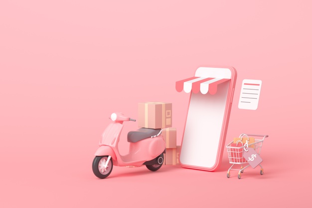 3d Online Express Delivery Scooter Service Concept 