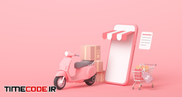 3d Online Express Delivery Scooter Service Concept 