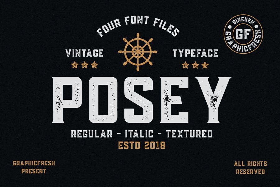 Posey - Vintage Type | 4 Font Files