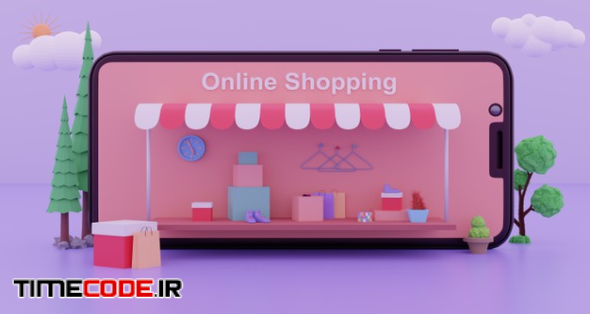 Online Store In Smartphone. Digital Marketing And Shopping 
