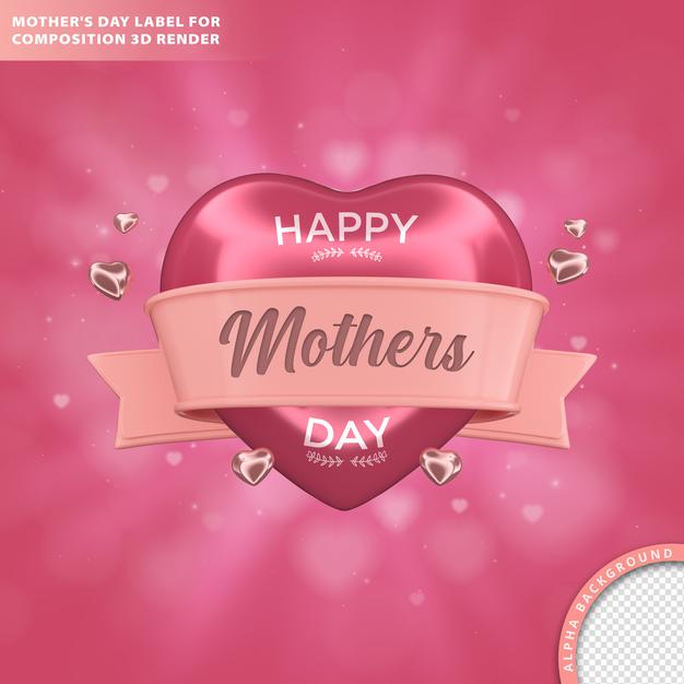 Mothers Day Greeting Card. Composition 3d Render Free Psd