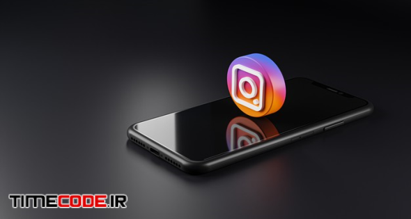 Instagram Logo Icon Over Smartphone, 3d Rendering 