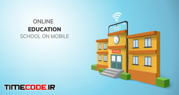 Digital Online School Education On Phone. 