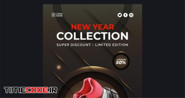 New Year Shoes Collection Instagram Post Design With Abstract Background 