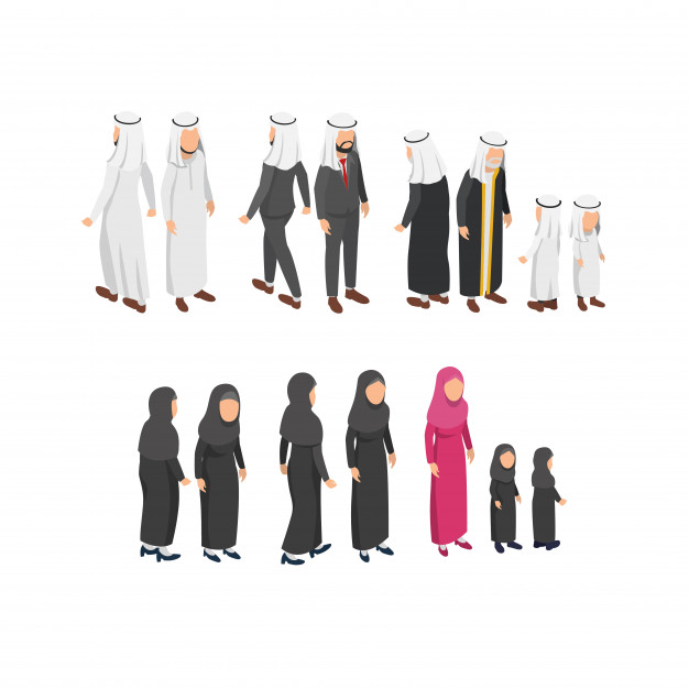 دانلود وکتور مرد مسلمان و زن محجبه