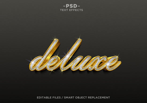 3d Realistic Deluxe Diamond Gold Effects Editable Text 