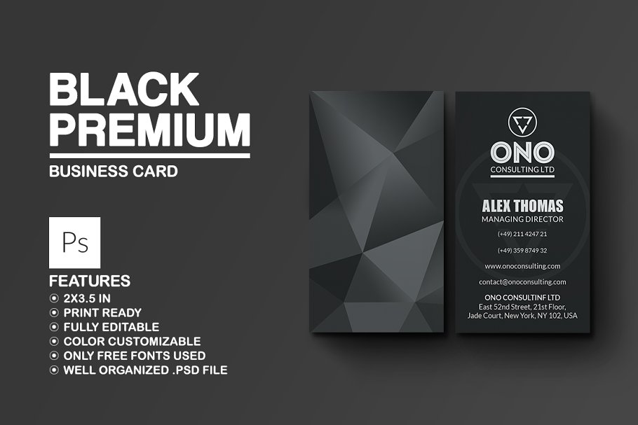 Black Premium Business Card | Creative Photoshop Templates