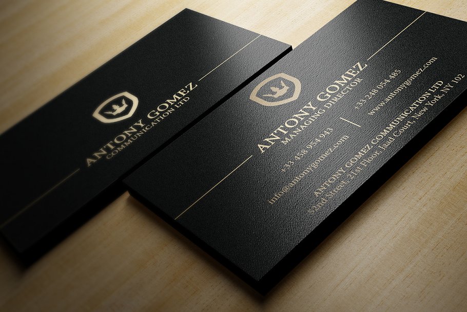 Simple Gold And Black Business Card | Creative Photoshop Templates