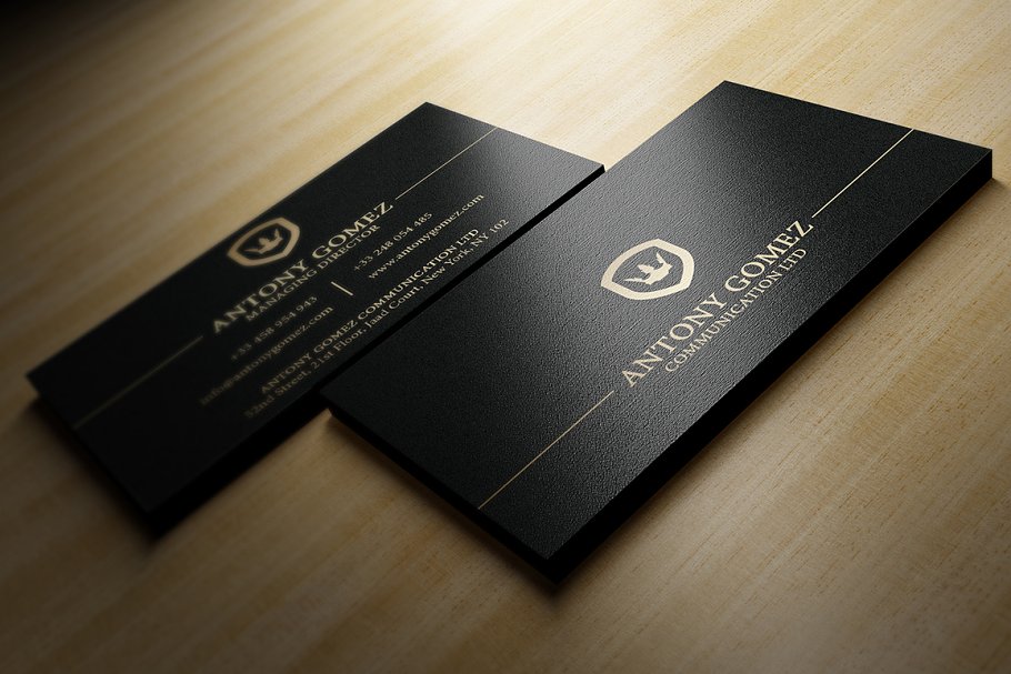 Simple Gold And Black Business Card | Creative Photoshop Templates