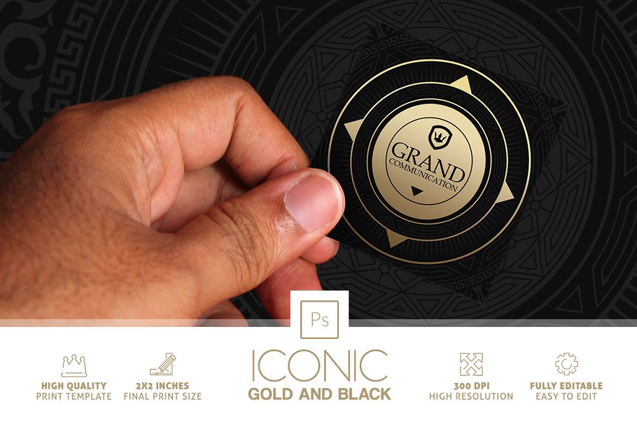 Iconic Gold And Black Business Card | Creative Photoshop Templates