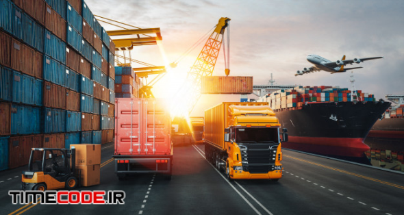 Transportation And Logistics Of Container Cargo Ship And Cargo Plane 