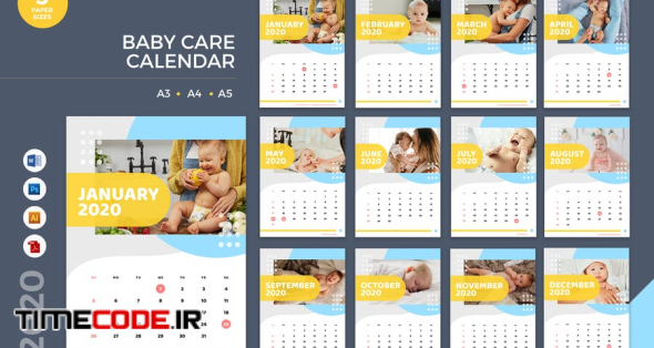 Baby Care Calendar 2020 Calendar - AI, DOC, PSD