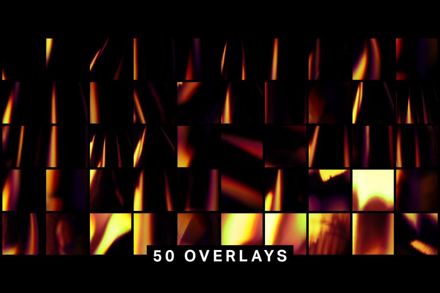 Firey Light Leak Kit - 10 Brushes & 50 Overlays