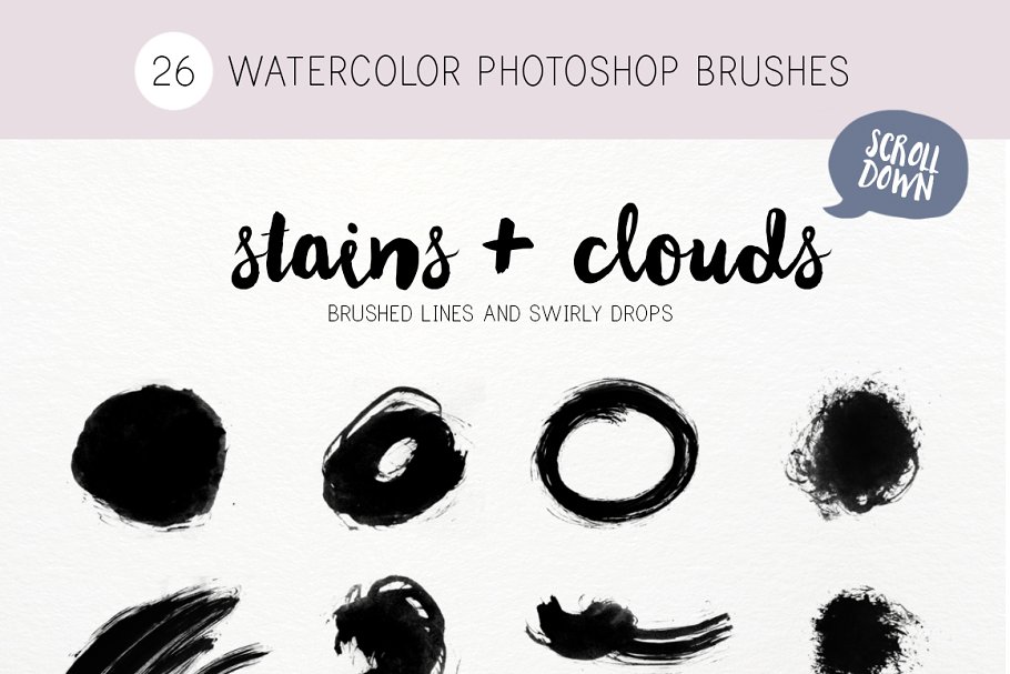 Doodle Watercolor Photoshop Brushes | Unique Photoshop Add-Ons