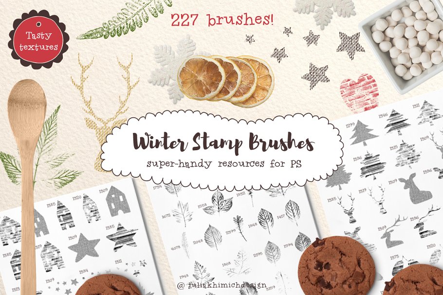 Winter Stamp Brushes For PS | Unique Photoshop Add-Ons