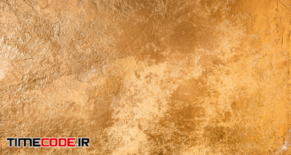 Abstract Gold Texture. Wall Colored With Golden Plaster. 
